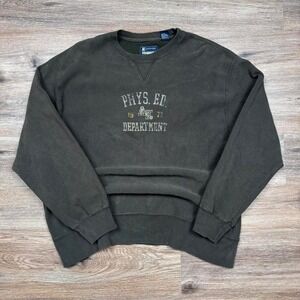vintage 2000s faded distressed american eagle dark green crewneck sweatshirt